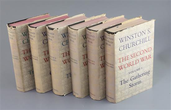 Churchill, Winston L.S., Sir - The Second World War, 6 vols, original cloth in d.j.s, 8vo, Cassell & Co,